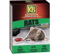 KB HOME DEFENSE RATPAT Pâtes Anti-Rats 150g - 15 pâtes prêtes à l'emploi - Action radicale - Actif dès la première Ingestion - pour lieux secs et humides