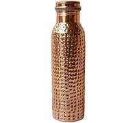 Ratna Bouteille d'eau ayurvédique martelée en cuivre 100% pur avec bouchon
