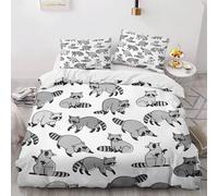 Raton Laveur de Dessin Animé Housse de Couette 160x200 Parures de Lit 1 Personne Imprimé 3D Microfibre Douce Enfants, Garçons et Filles Housses Couette avec 2 Taies d'oreiller et Fermeture k.4792