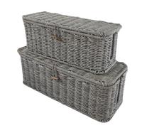 Rattan Cable Organizer Box, Power Strip Storage, Hand Woven Desk Wire Management, Lightweight Pet Safe Cord, Child Friendly Storage for Indoor, Table, 33cm or 40cm