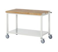 RAU Etabli mobile brut avec tablette en tôle d'acier LxPxH 1250x700x880mm Quantité:1