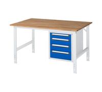 RAU Rau Table de travail Tom réglable en hauteur KM07, L1500xP1000xH760-1080mm, plateau B-25mm Quantité:1