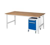 RAU Rau Table de travail Tom réglable en hauteur KM08, L2000xP1000xH760-1080mm, plateau B-25mm Quantité:1