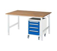 RAU Rau Table de travail Tom réglable en hauteur KM10, L1500xP1000xH760-1080mm, plateau B-25mm Quantité:1