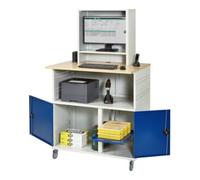 RAU Table d'ordinateur Rau avec boîtier pour écran mobile LxPxH 1100x800x1100/1810mm Quantité:1