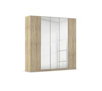 Rauch Möbel Alabama Armoire à Porte Tournante en Chêne Sonoma avec Miroir 5 Portes avec Kit d'Accessoires Classic 3 Tringles à Linge, 9 Étagères Lxhxp 226X229X54 Cm