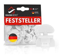 Raumhero Lot de 16 butoirs de rideaux pour rail - Blocage universel - Butoir de rideau pour rails - 100 % fabriqué en Allemagne - Blanc