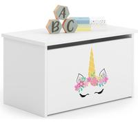 raumhirsch : Coffre à jouets DARIA, coffre à jouets licorne avec banc intégré, boîte de rangement, coffre pour chambre d'enfant, blanc