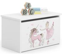 raumhirsch : Coffre à jouets DARIA, licorne ballerine. Coffre de rangement pour jouets avec banc intégré, boîte de rangement pour chambre d'enfant, couleur blanche