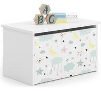 raumhirsch : Coffre à jouets DARIA, modèle Lune et Étoiles, avec banc intégré. Boîte de rangement, coffre pour chambre d'enfant, couleur blanche