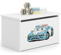 raumhirsch : Coffre à jouets DARIA Voiture de police (jouet) Coffre à jouets avec banc intégré Boîte de rangement Coffre pour chambre d'enfant Blanc