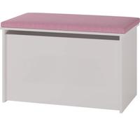 raumhirsch : Coffre de rangement pour jouets DARIA avec couvercle rose. Boîte à jouets avec banc intégré. Boîte de rangement pour chambre d'enfant, couleur blanche