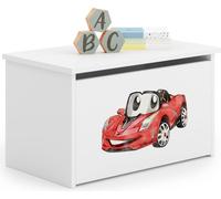 raumhirsch : Coffre de rangement pour jouets DARIA voiture rouge : Boîte à jouets avec banc intégré boîte de rangement : Coffre pour chambre d'enfant, blanc