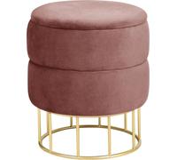 raumhirsch ELZA : Pouf rond en velours avec espace de rangement et pieds dorés