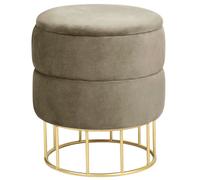 raumhirsch ELZA : Pouf rond en velours avec espace de rangement et pieds dorés