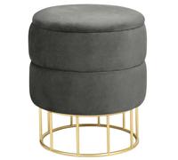 raumhirsch ELZA : Pouf rond en velours avec espace de rangement et pieds dorés