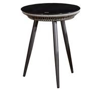 raumhirsch, table d'appoint de type bistro, modèle BREVE, ronde, avec plateau en verre, noire, tressage en aluminium, dimensions 51x64 cm. Idéale pour balcon, terrasse, jardin et usage extérieur