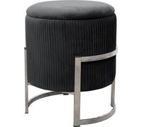 raumhirsch : Tabouret en velours PORTO avec espace de rangement et base argentée. Forme ronde, tabouret rembourré moderne