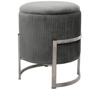 raumhirsch : Tabouret en velours PORTO avec espace de rangement et base argentée. Forme ronde, tabouret rembourré moderne