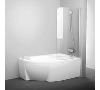 Ravak Chrome - Paroi de baignoire monobloc CVSK1 Rosa, droite, 100x150 cm, aluminium brillant/verre transparent 7QRS0C00Y1