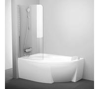 Ravak Chrome - Paroi de baignoire monobloc CVSK1 Rosa, gauche, 100x150 cm, aluminium brillant/verre transparent 7QLS0C00Y1