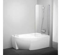 Ravak Chrome - Paroi de baignoire monobloc CVSK1 Rosa, gauche, 100x150 cm, satiné/verre transparent 7QLS0U00Y1