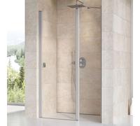Ravak Chrome - Porte de douche en deux parties CSD2-110, 108-111 cm, satiné/verre transparent 0QVDCU00Z1