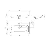Ravak Chrome Slim - Lavabo 81x49 cm, avec trop-plein, trou pour robinetterie, blanc XJX01180002