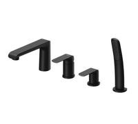 Ravak Flat - Mitigeur pour montage sur bord de baignoire, installation 4 trous, noir mat X070176