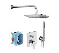 Ravak Flat - Set de douche avec mitigeur encastré, corps d’encastrement, 25x25 cm, chrome X07S070
