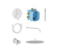 Ravak Spring - Robinet de douche encastré SG 090.10WHM, avec corps d'encastrement et accessoires, blanc mat X07S147