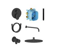 Ravak Spring - Robinet de douche encastré SG 090.20BLM, avec corps d'encastrement et accessoires, noir mat X07S146