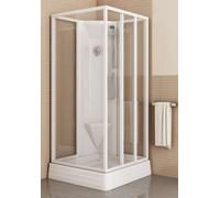 Ravak Supernova - Cabine de douche d'angle avec paroi fixe ASBP3, 91x91 cm - blanc, verre raisin (4 pièces) 83677112ZG