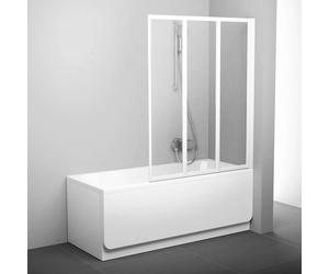 Ravak Supernova - Pare-baignoire rabattable en trois parties VS3 130, 130x140 cm, blanc/verre transparent 795V0100Z1
