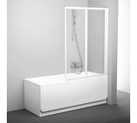 Ravak Supernova - Pare-bain pliant en deux parties VS2 105, 105x140 cm, blanc/verre transparent 796M0100Z1
