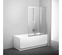 Ravak Supernova - Pare-bain pliant en trois parties VS3 100, 100x140 cm, blanc/verre transparent 795P0100Z1