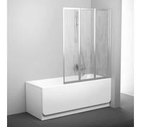 Ravak Supernova - Pare-bain pliant en trois parties VS3 100, 100x140 cm, satiné/Rain 795P0U0041