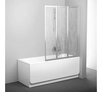 Ravak Supernova - Pare-bain pliant en trois parties VS3 115, 115x140 cm, satiné/Rain 795S0U0041