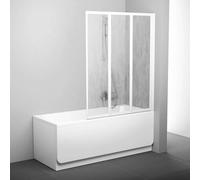 Ravak Supernova - Paroi de baignoire pliante en trois parties VS3 115, 115x140 cm, blanc/pluie 795S010041