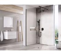Ravak Walk-In - Paroi de douche Walk-In Wall Set 140, 140x200 cm, noir/verre transparent GW9WM030SZ1