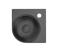 Ravak Yard - Lavabo d'angle 28x28 cm, sans trop-plein, ouverture pour mitigeur, noir mat XJX0D228000