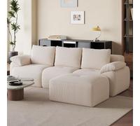 Ravas Canapé d'angle en forme de L en velours côtelé - Canapé modulable de 264 cm de large