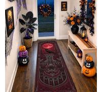 Raven Tapis de couloir gothique, effrayant, pleine lune, éléments gothiques, Halloween, noir, à poils ras - Tapis de sol esthétique rectangulaire pour cuisine, entrée, buanderie, couloir, 6,1 x 1,8 m