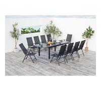 Concept Usine – Salon de jardin Ravenne – Table extensible papillon + 10 chaises aluminium – Gris