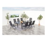 Concept Usine – Table de jardin Ravenne extensible papillon + 8 chaises aluminium gris pliables
