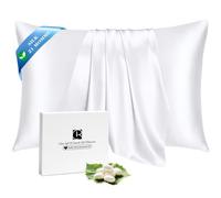 Ravmix Taie d'oreiller en Soie 100% Mûrier 21 Momme 40x60 cm Blanc | Protège cheveux et peau, Réduit frisottis et ridules, Avec fermeture éclair, Naturelle, Cool, Cadeau pour Elle Lui, 1 unité