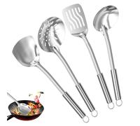 Ravytha 4 Pièces Ustensiles de Cuisine Inox, Spatule Cuisine, Batterie Cuisine Inox, Louche Inox, Ecumoire Cuisine Inox, Set Cuisine, Outils de Cuisson de Cuisine, Ensemble Ustensiles de Cuisine