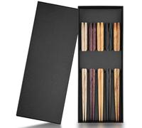 Ravytha 5 Paires Baguette Japonaise, Baguettes Japonaises, Chopsticks D'Entraînement pour Enfants, Adulte, Réutilisable Entraîner des Baguettes à Sushi en Bois pour Boite Cadeau Vaisselle