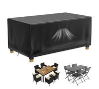 Raweao Housse Meubles Exterieur Imperméable pour Rectangulaire Jardin Repas Ensemble 150x90x72cm, Oxford 500D Anti-UV Anti-vent Extérieur Couverture Rattan Meubles pour 4-6 Sièges Chaises de Table