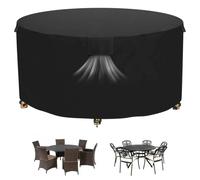 Raweao Housse Salon de Jardin Imperméable pour 6-8 places, Ronde Φ230×72cm, 500D Oxford Couverture Meubles Patio Extérieur Anti-UV Résistant au Vent